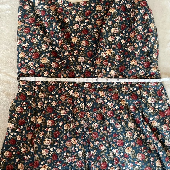 Handmade - Teacup flower Teal and Cream Pleated Mini Dress - Picture 3 of 8